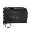シャネル CHANEL キーリング付コインケース A68885 ブラック×シルバー金具 キャビアスキン レディース コインケース