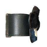 フェンディ FENDI フラワーモチーフファーバングル ブラック ファー/レザー/クリスタル アクセサリー