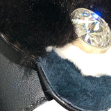 フェンディ FENDI フラワーモチーフファーバングル ブラック ファー/レザー/クリスタル アクセサリー