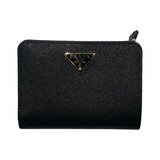プラダ PRADA サフィアーノ トライアングル ウォレット 1ML018-QHH-F0002 ブラック サフィアーノレザー レディース 二つ折り財布