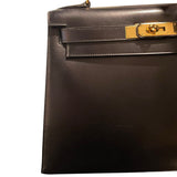 エルメス HERMES ケリー28 外縫い □A刻印 ボックスカーフ レディース ハンドバッグ