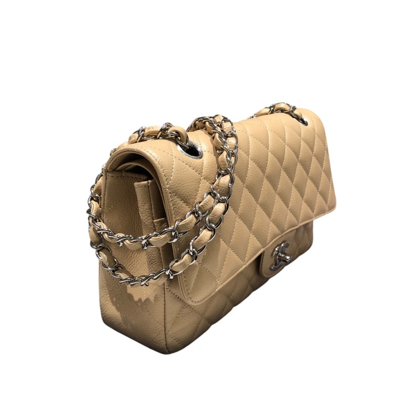 シャネル CHANEL マトラッセ25 A01112 ベージュ SV金具 キャビア レディース ショルダーバッグ