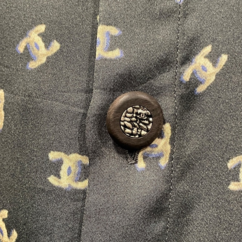 シャネル CHANEL ココマーク総柄シルクカットソー P44324 グレー シルク レディース カットソー