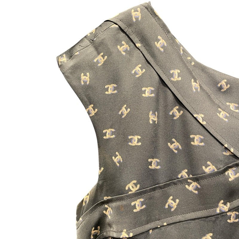 シャネル CHANEL ココマーク総柄シルクカットソー P44324 グレー シルク レディース カットソー
