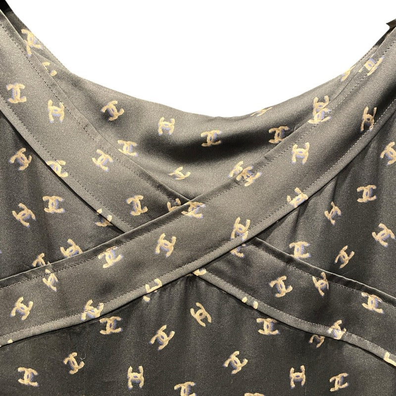 シャネル CHANEL ココマーク総柄シルクカットソー P44324 グレー シルク レディース カットソー