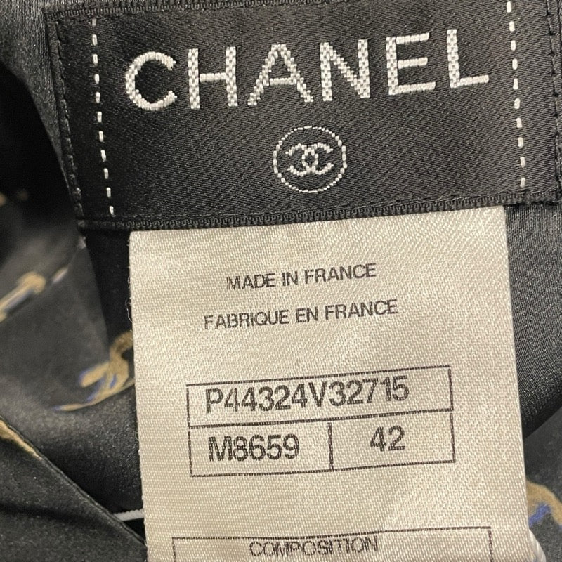 シャネル CHANEL ココマーク総柄シルクカットソー P44324 グレー シルク レディース カットソー