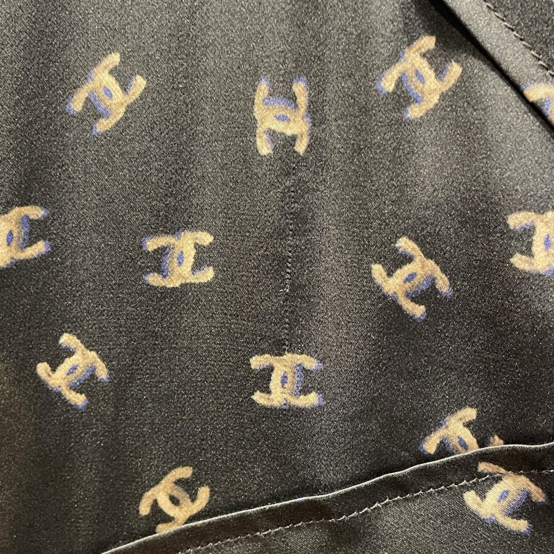 シャネル CHANEL ココマーク総柄シルクカットソー P44324 グレー シルク レディース カットソー