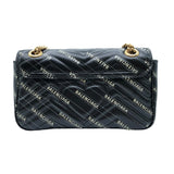 グッチ GUCCI GGマーモント ショルダーバッグ バレンシアガ コラボ 443497 ブラック・GD金具 レザー レディース ショルダーバッグ