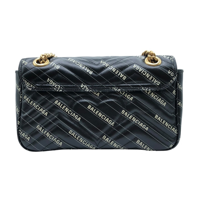 グッチ GUCCI GGマーモント ショルダーバッグ バレンシアガ コラボ 443497 ブラック・GD金具 レザー レディース ショルダーバッグ