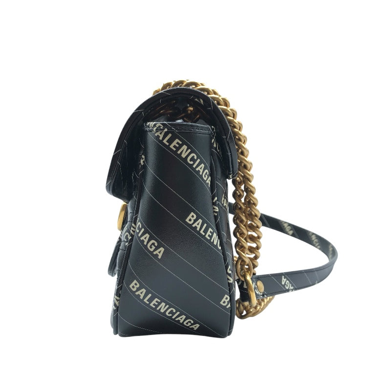 グッチ GUCCI GGマーモント ショルダーバッグ バレンシアガ コラボ 443497 ブラック・GD金具 レザー レディース ショルダーバッグ