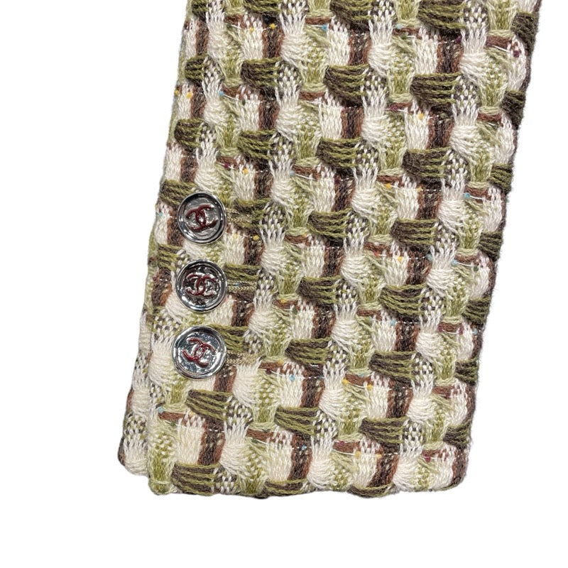 シャネル CHANEL ツイードジャケット P7514738 グリーン ウール レディース テーラードジャケット