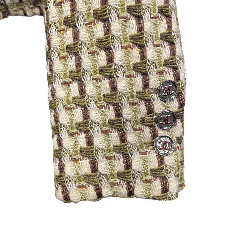 シャネル CHANEL ツイードジャケット P7514738 グリーン ウール レディース テーラードジャケット