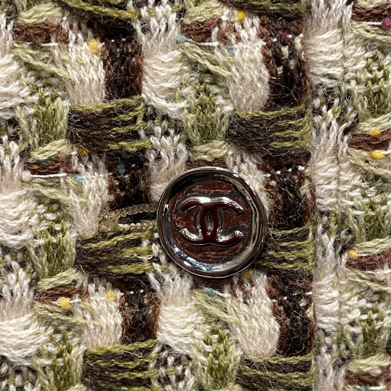 シャネル CHANEL ツイードジャケット P7514738 グリーン ウール レディース テーラードジャケット