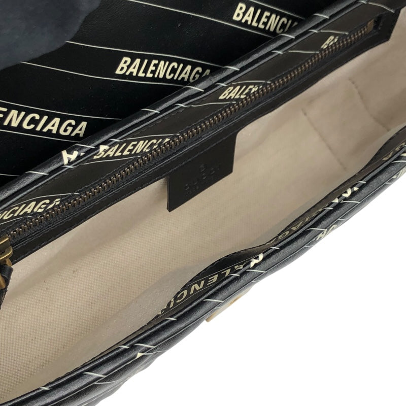 グッチ GUCCI GGマーモント ショルダーバッグ バレンシアガ コラボ 443497 ブラック・GD金具 レザー レディース ショルダーバッグ