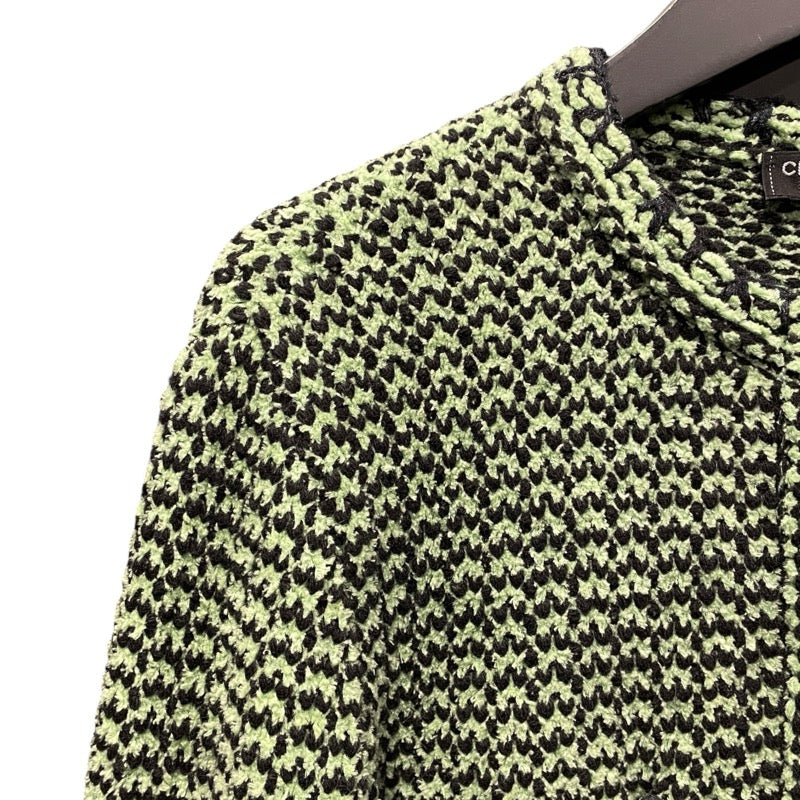 シャネル CHANEL ノーカラーニットジャケット P70487 グリーン カシミヤ レディース テーラードジャケット