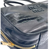ミュウミュウ miu miu レザーパッチワークボーバッグ 5BB117 ブラック レザー レディース ハンドバッグ