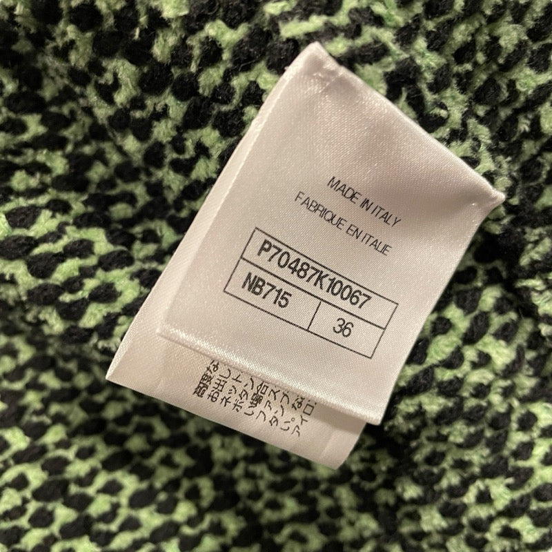 シャネル CHANEL ノーカラーニットジャケット P70487 グリーン カシミヤ レディース テーラードジャケット