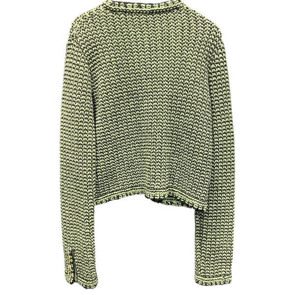 シャネル CHANEL ノーカラーニットジャケット P70487 グリーン カシミヤ レディース テーラードジャケット