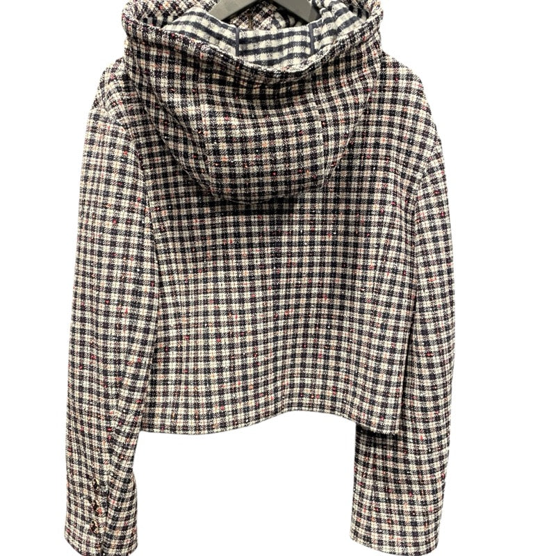 シャネル CHANEL チェック柄フーデッドツイードジャケット P78022 マルチカラー ウール レディース テーラードジャケット