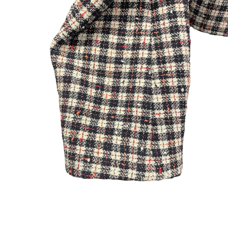 シャネル CHANEL チェック柄フーデッドツイードジャケット P78022 マルチカラー ウール レディース テーラードジャケット