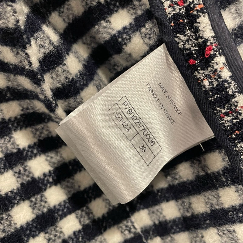 シャネル CHANEL チェック柄フーデッドツイードジャケット P78022 マルチカラー ウール レディース テーラードジャケット