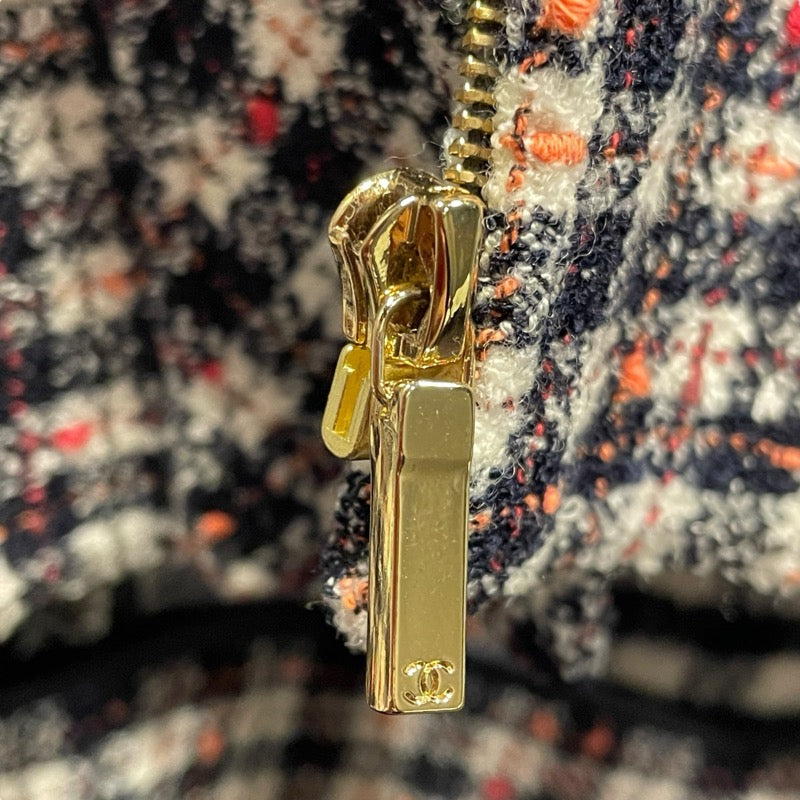 シャネル CHANEL チェック柄フーデッドツイードジャケット P78022 マルチカラー ウール レディース テーラードジャケット