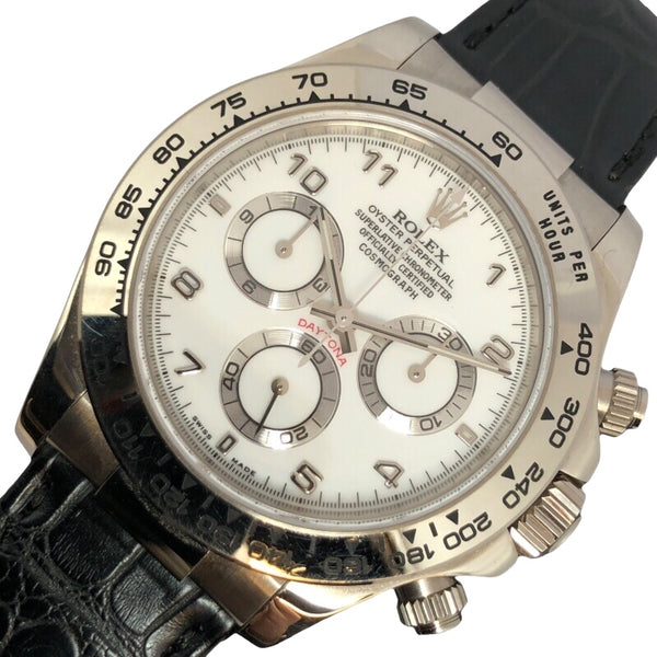 ロレックス ROLEX デイトナ F番 116519 ホワイト K18WG/革ベルト 自動巻き メンズ 腕時計