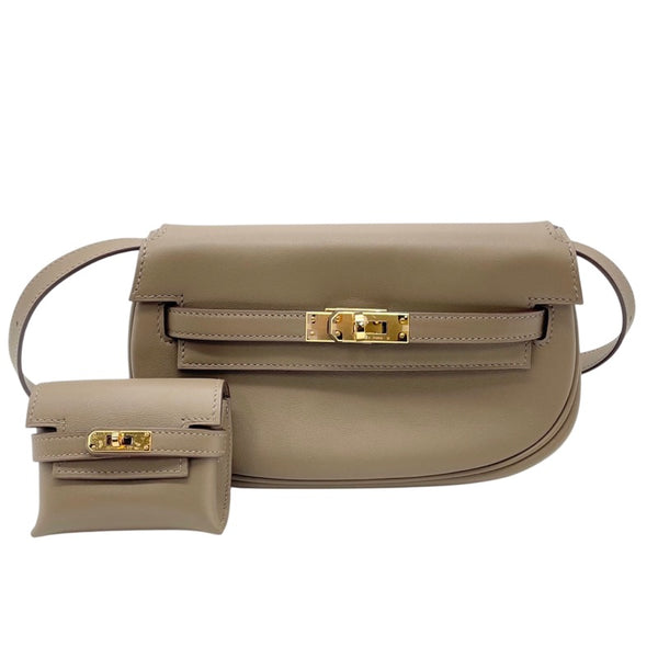 エルメス HERMES ケリームーブ B刻印 エトゥープ×ゴールド金具 スイフト レディース ショルダーバッグ