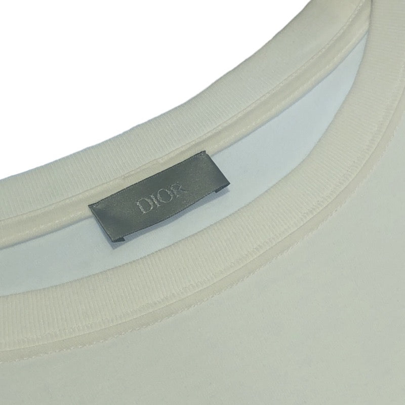 クリスチャン・ディオール Christian Dior イタリックコーラルロゴTシャツ 483J696C0847 ホワイト コットン メンズ 半袖Ｔシャツ