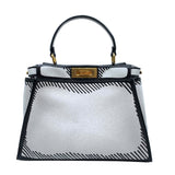 フェンディ FENDI ピーカブーミディアム×JOSHUAVIDAS 8BN290 ホワイト×ブラック　GD レザー レディース ハンドバッグ