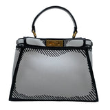 フェンディ FENDI ピーカブーミディアム×JOSHUAVIDAS 8BN290 ホワイト×ブラック　GD レザー レディース ハンドバッグ