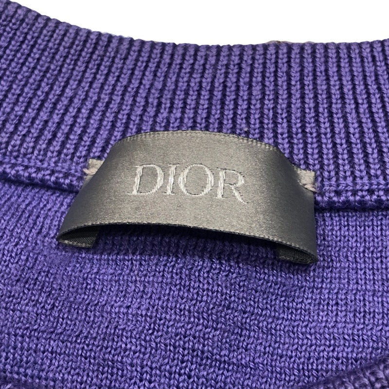 クリスチャン・ディオール Christian Dior CDロゴナイロン切替ニットセーター 113M620AT188 パープル/ブラック ウール100% 別布ナイロン100% メンズ セーター