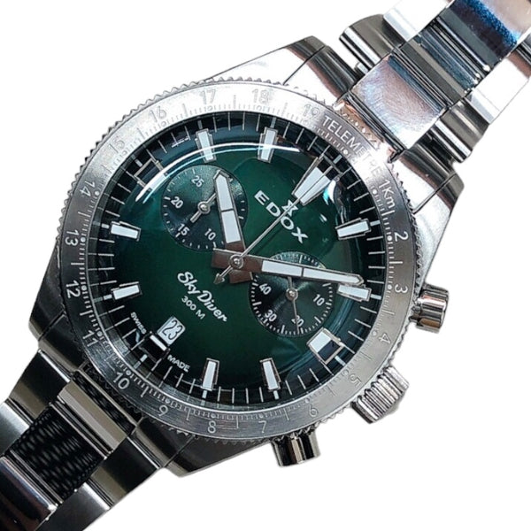 エドックス EDOX スカイダイバー クロノグラフ 10116-3-GRIDN ステンレススチール メンズ 腕時計