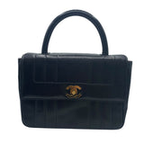 シャネル CHANEL マドモアゼルトップハンドルバッグ ブラック/ゴールド金具 ラム レディース ハンドバッグ