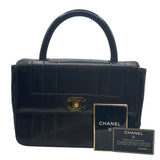 シャネル CHANEL マドモアゼルトップハンドルバッグ ブラック/ゴールド金具 ラム レディース ハンドバッグ