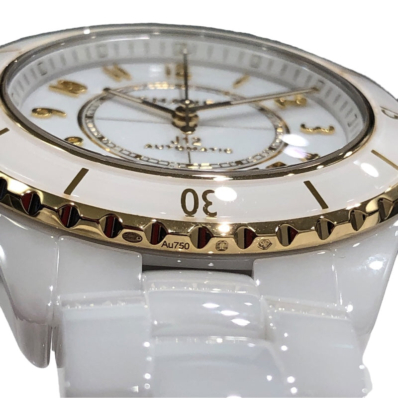 シャネル CHANEL J12　キャリバー12.1 H9540  ホワイト/イエローゴールド セラミック メンズ 腕時計