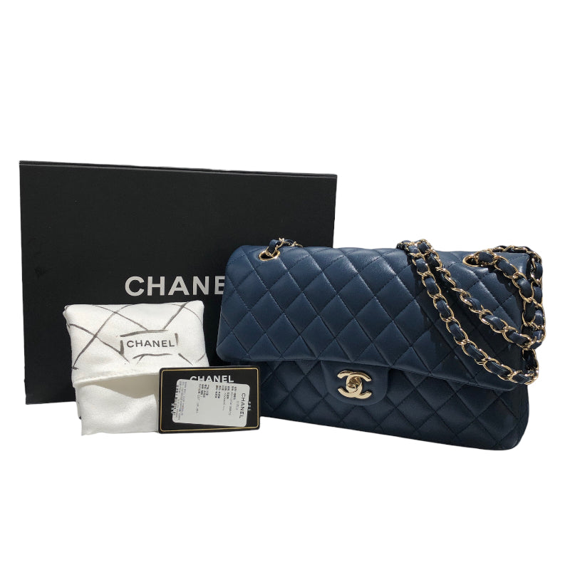 シャネル CHANEL マトラッセ25 A01112 ネイビー ゴールド金具