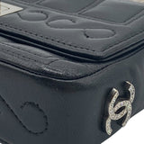 シャネル CHANEL 2.55 サイドココマークミニチェーンショルダー ブラック シルバー金具 ラム レディース ショルダーバッグ