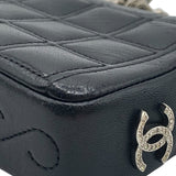 シャネル CHANEL 2.55 サイドココマークミニチェーンショルダー ブラック シルバー金具 ラム レディース ショルダーバッグ