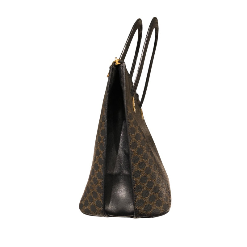 C708/セリーヌ CELINE ハンドバッグ マカダム トリンオフ 黒 セリーヌ CELINE マカダム柄2WAYバッグ ブラック PVC レディース