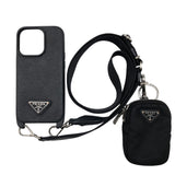 プラダ PRADA iPhoneケースショルダー ブラック サフィアーノレザー アクセサリー