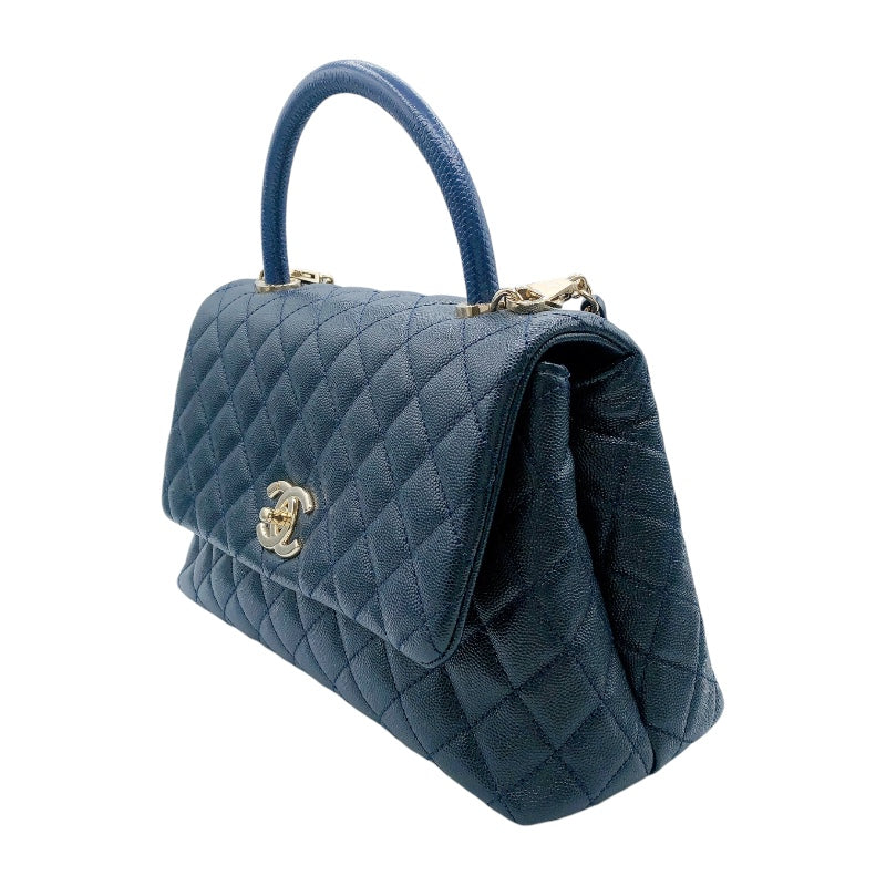 シャネル CHANEL ココハンドル29 A92991 31番台 ネイビー/ゴールド金具 牛革 キャビアスキン/リザード レディース ショルダーバッグ