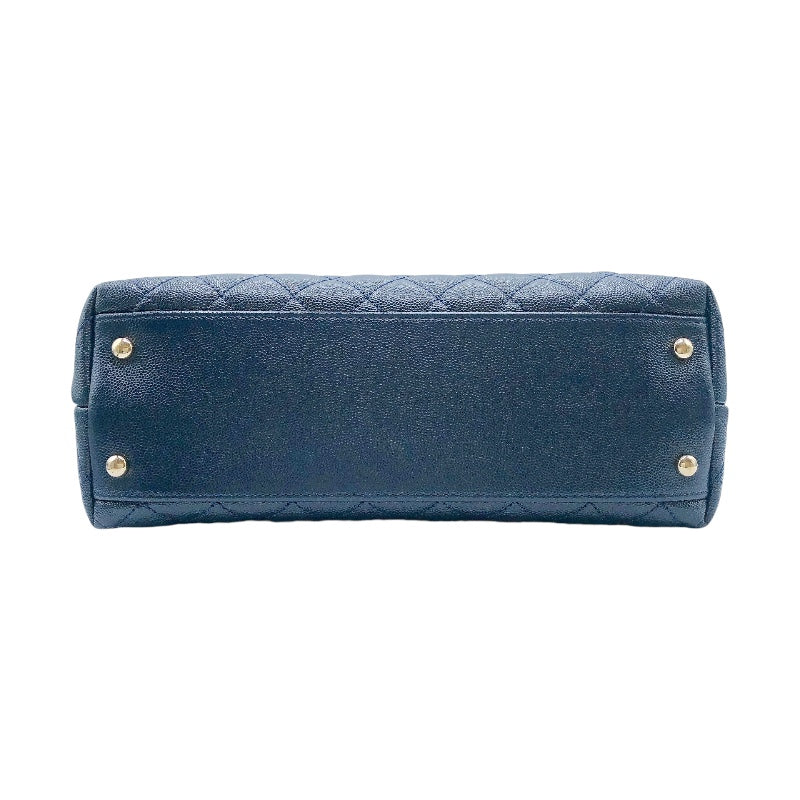 シャネル CHANEL ココハンドル29 A92991 31番台 ネイビー/ゴールド金具 牛革 キャビアスキン/リザード レディース ショルダーバッグ