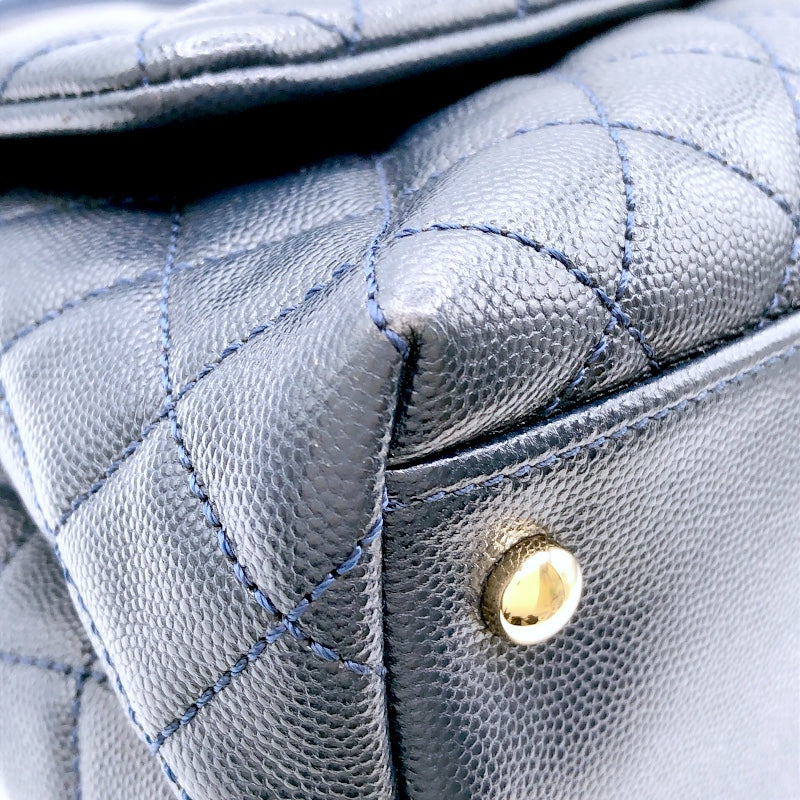 シャネル CHANEL ココハンドル29 A92991 31番台 ネイビー/ゴールド金具 牛革 キャビアスキン/リザード レディース ショルダーバッグ