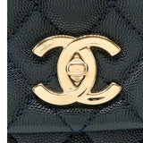 シャネル CHANEL ココハンドル29 A92991 31番台 ネイビー/ゴールド金具 牛革 キャビアスキン/リザード レディース ショルダーバッグ