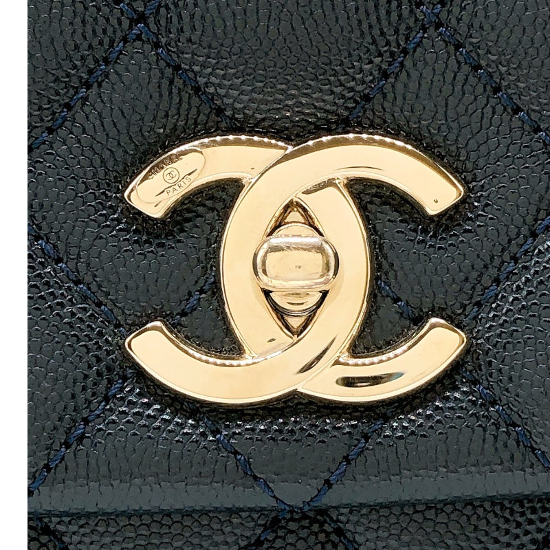 シャネル CHANEL ココハンドル29 A92991 31番台 ネイビー/ゴールド金具 牛革 キャビアスキン/リザード レディース ショルダーバッグ