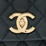 シャネル CHANEL ココハンドル29 A92991 31番台 ネイビー/ゴールド金具 牛革 キャビアスキン/リザード レディース ショルダーバッグ