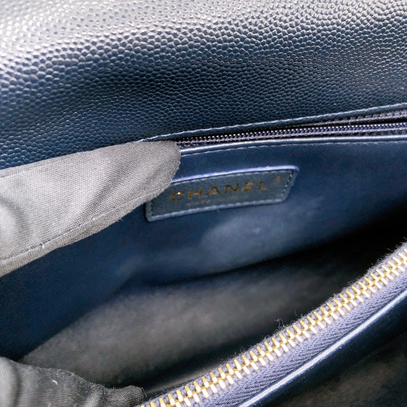 シャネル CHANEL ココハンドル29 A92991 31番台 ネイビー/ゴールド金具 牛革 キャビアスキン/リザード レディース ショルダーバッグ