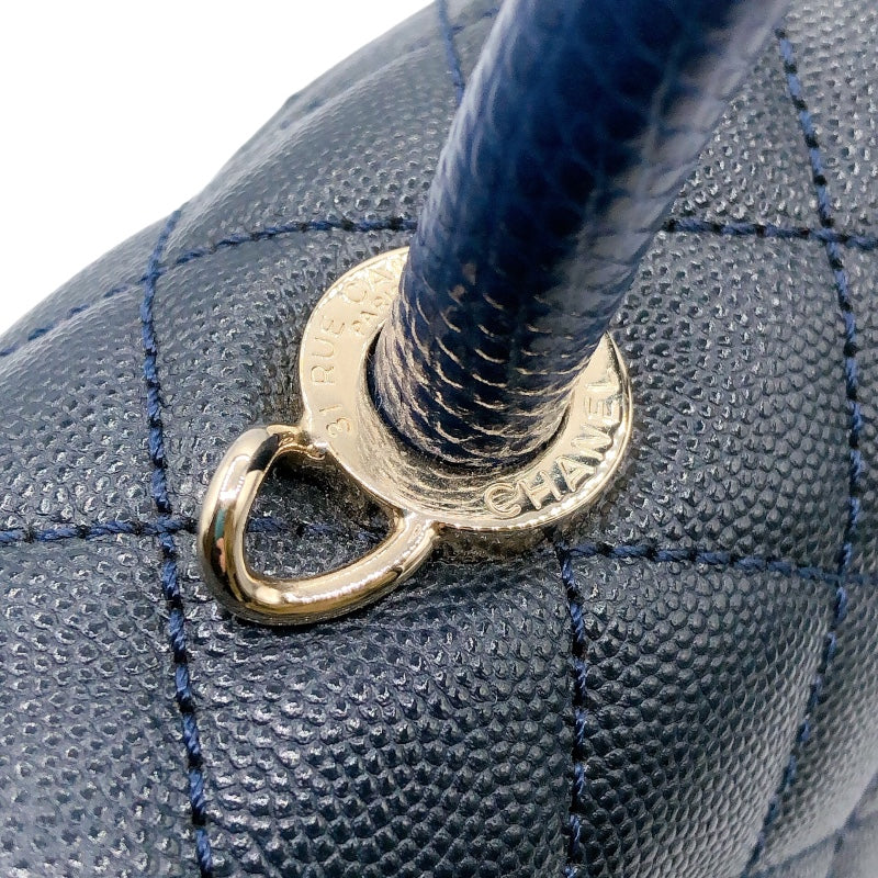 シャネル CHANEL ココハンドル29 A92991 31番台 ネイビー/ゴールド金具 牛革 キャビアスキン/リザード レディース ショルダーバッグ