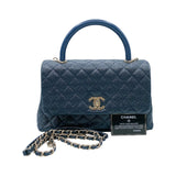シャネル CHANEL ココハンドル29 A92991 31番台 ネイビー/ゴールド金具 牛革 キャビアスキン/リザード レディース ショルダーバッグ